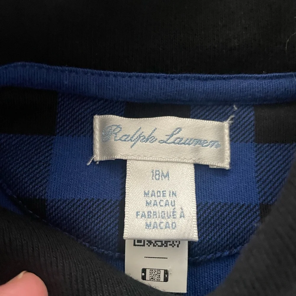 New Ralph Lauren Classic Blue Check Interlock Two Piece Baby Boys Set